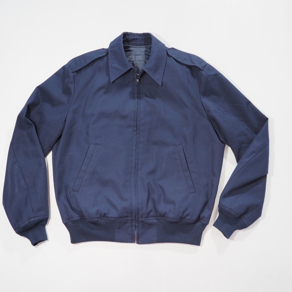 US Air Force Bomber Jacket Mens 42R Navy Blue Military Removable Liner Epaulette